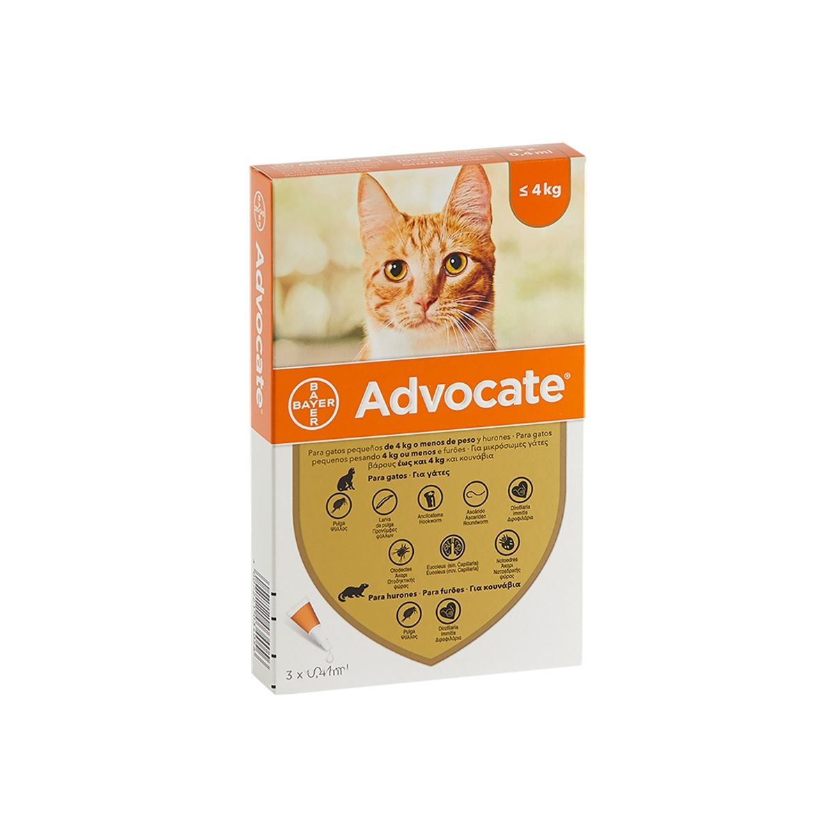BAYER - Advocate Antiparasitario para gatos hasta 4 kg Mh.