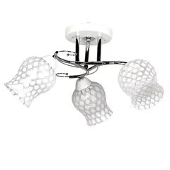 GENERICO - Lampara De Techo Metal Vidrio Blanco Cromo 3 Luces ampolletas