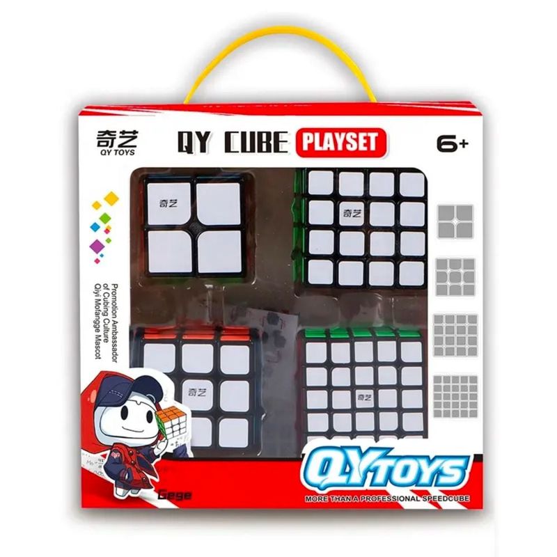 SPACEZAT - Set 4Cubos Rubik Qiyi Profesional Lubricado 2x2 3x3 4x4 5x5
