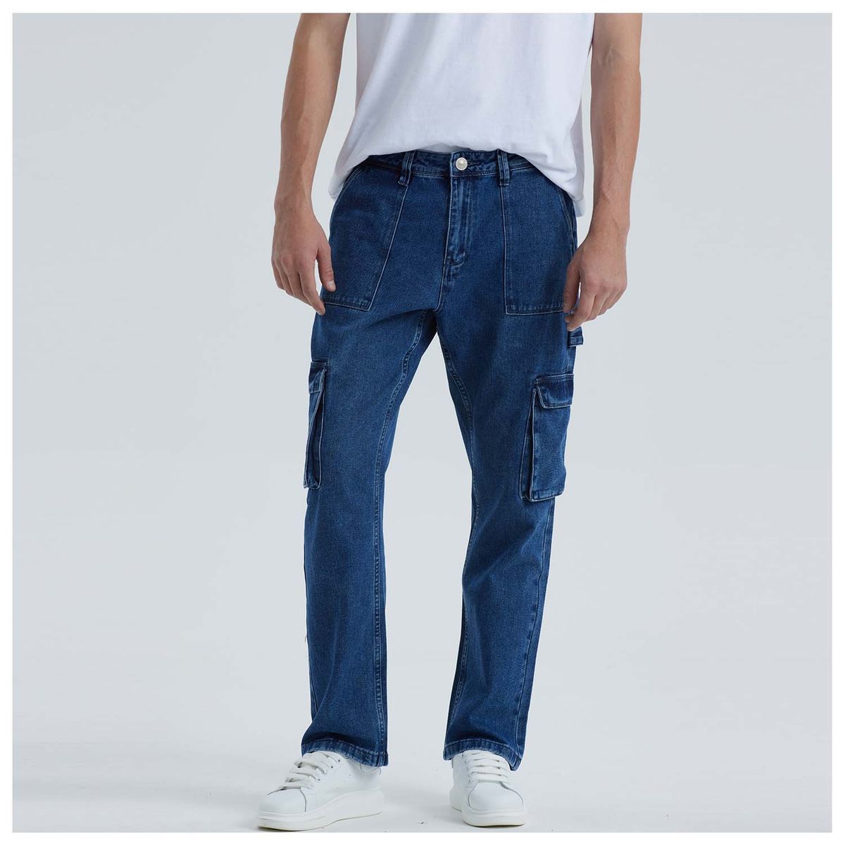 FASHION'S PARK - Jeans Hombre Cargo Carpintero Azul Medio Fashion's Park