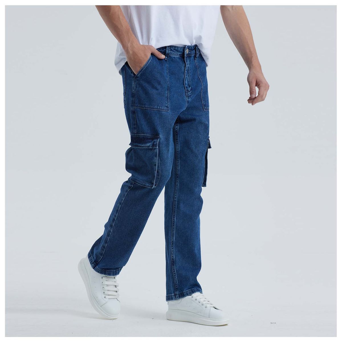 FASHION'S PARK - Jeans Hombre Cargo Carpintero Azul Medio Fashion's Park