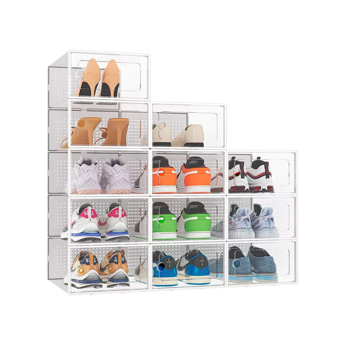 GENERICO - Caja Organizadora De Zapatos Set 4 Casatua Apilables Y Firme  Blanco