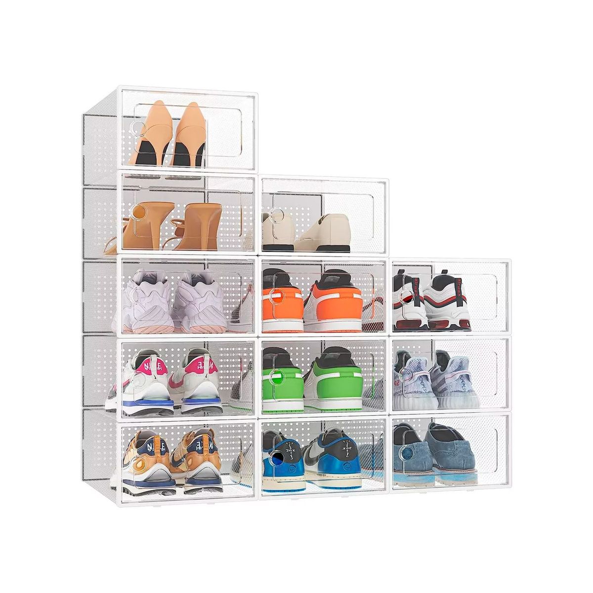 GENERICO - Caja Organizadora De Zapatos Set 4 Casatua Apilables Y Firme  Blanco