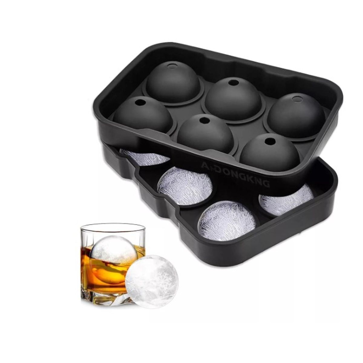 GENERICO - Cubeta De Hielo Silicona Redondo Whisky Tragos Coctel