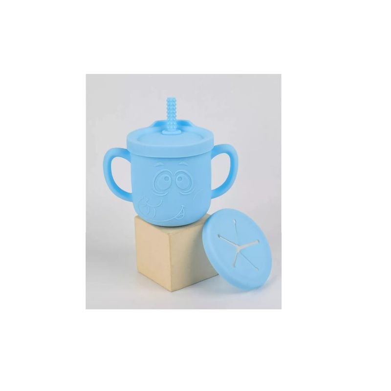 GENERICO - Vaso Silicona Bombilla Con Asa Bebé Celeste