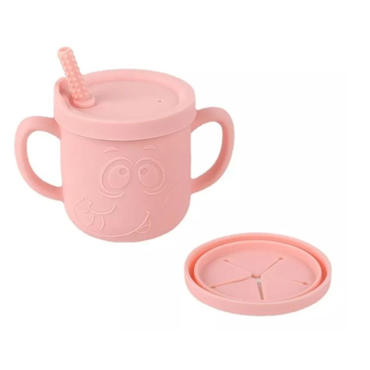 GENERICO - Vaso Silicona Bombilla Con Asa Bebé Rosa