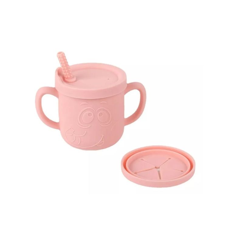 GENERICO - Vaso Silicona Bombilla Con Asa Bebé Rosa