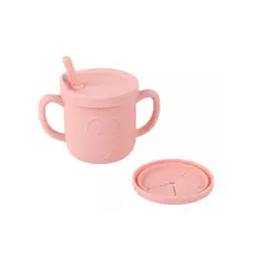 GENERICO - Vaso Silicona Bombilla Con Asa Bebé Rosa