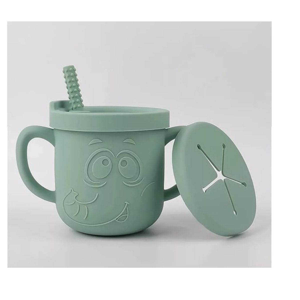 GENERICO - Vaso Silicona Bombilla Con Asa Bebé Verde