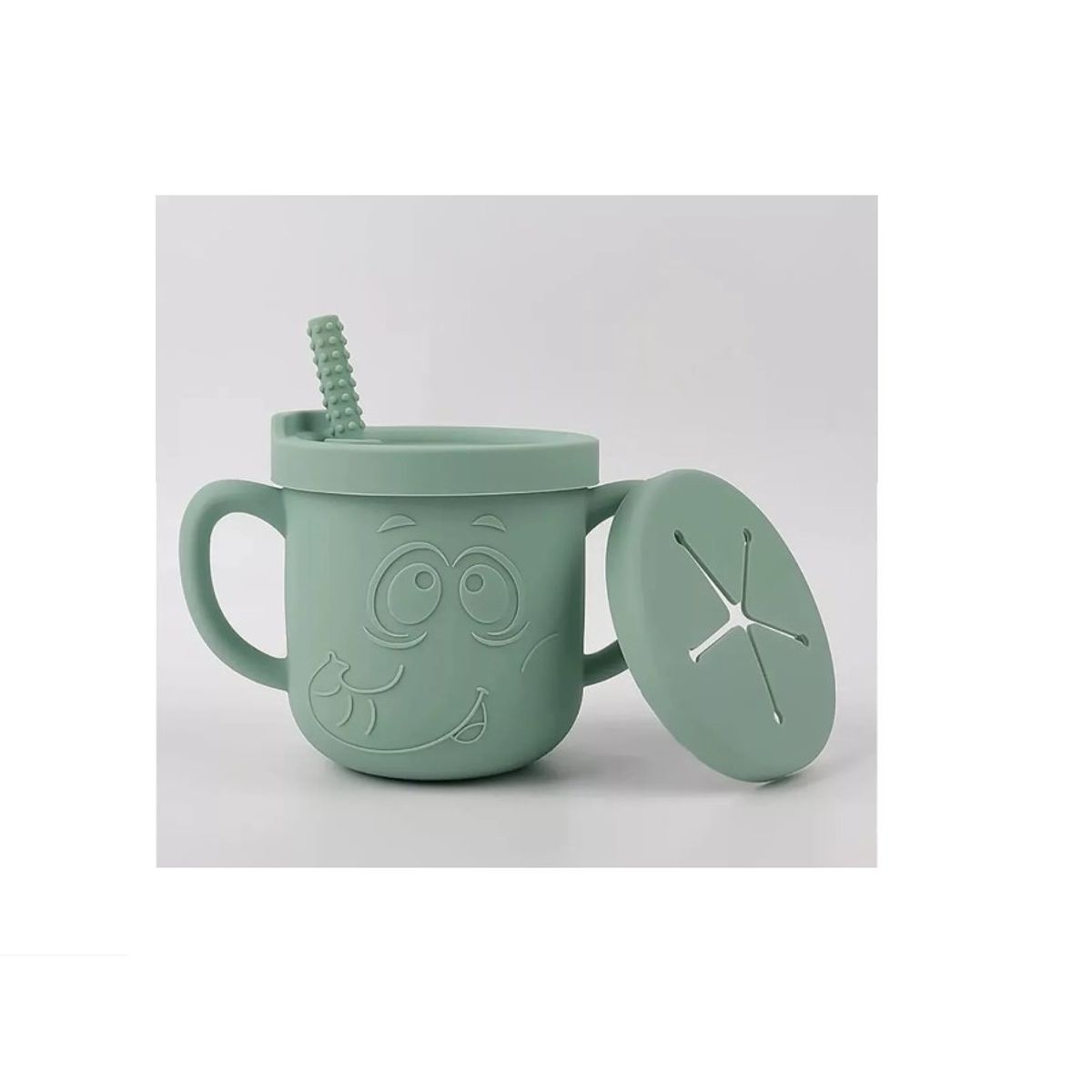 GENERICO - Vaso Silicona Bombilla Con Asa Bebé Verde