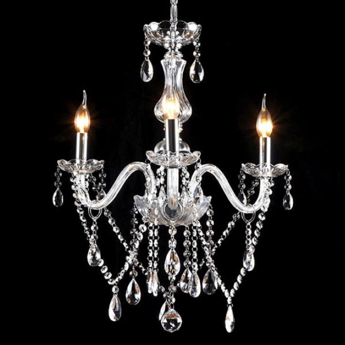 GENERICO - Lampara Colgante Candelabro Cristal K9 Transparente 3 Luces