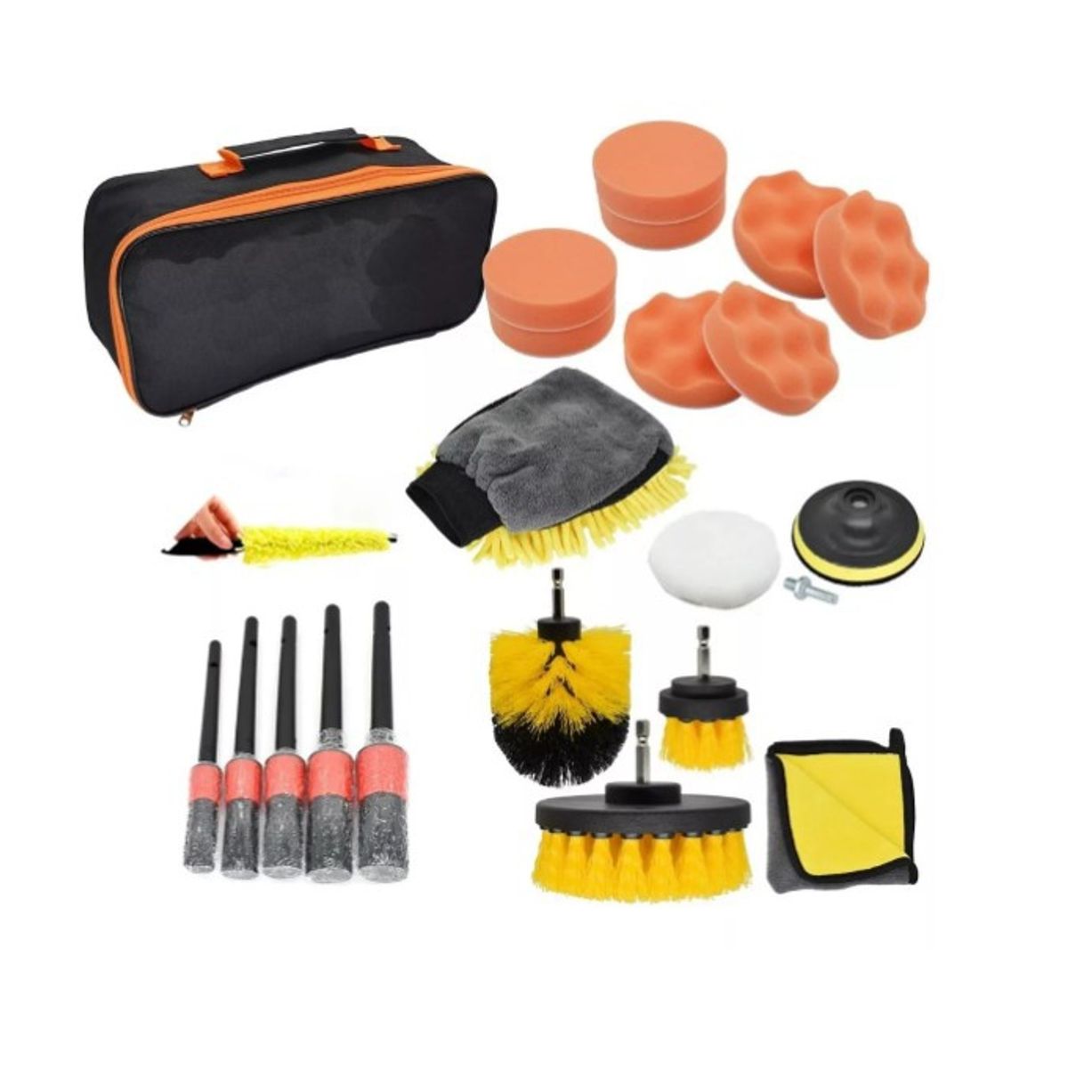 GENERICO - Limpieza De Auto Kit 21 Piezas Interior Exterior Pad Taladro