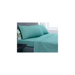 GENERICO - Juego De Sabanas 1.5 Plazas 210 Hilos Bordadas Color Turquesa