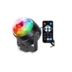 GENERICO - Lámpara Luz Led De Disco Mini Giratoria Rgb Negro