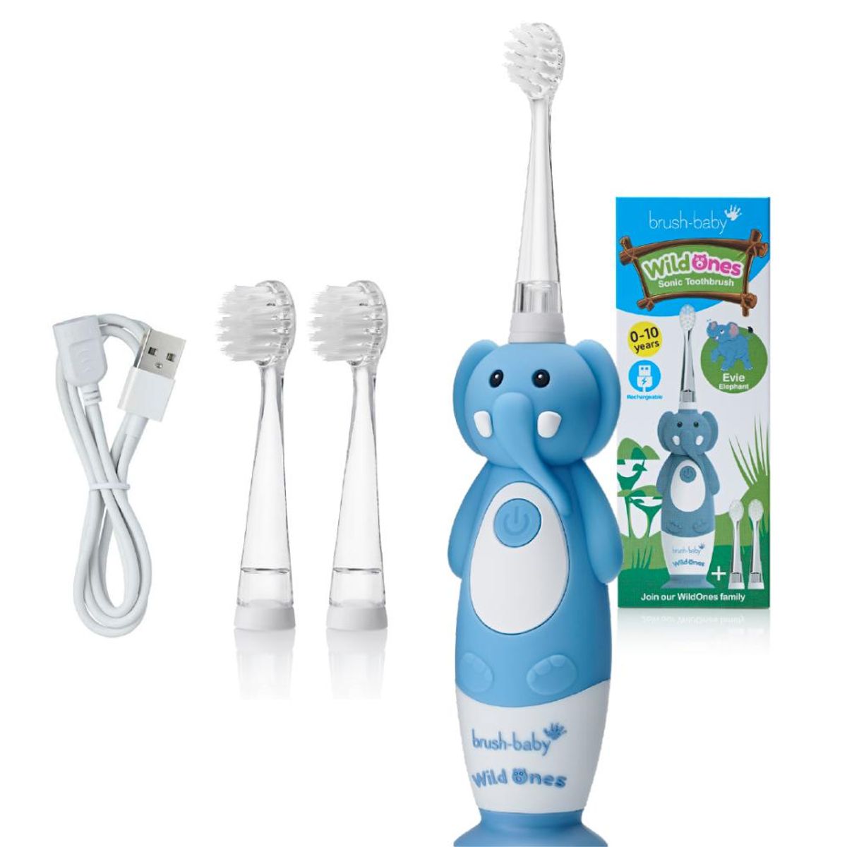 BRUSH BABY - Cepillo de Dientes Eléctrico Recargable para Niños WildOnes BRUSH BABY
