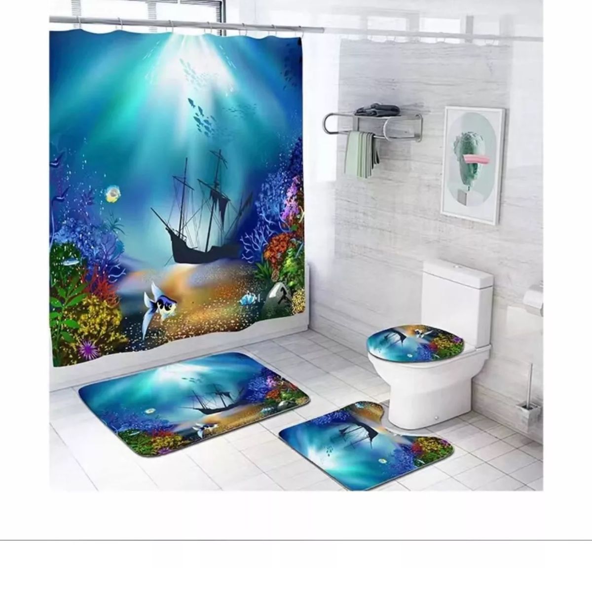 GENERICO - Set De Baño Cortina, Alfombras  Accesorios