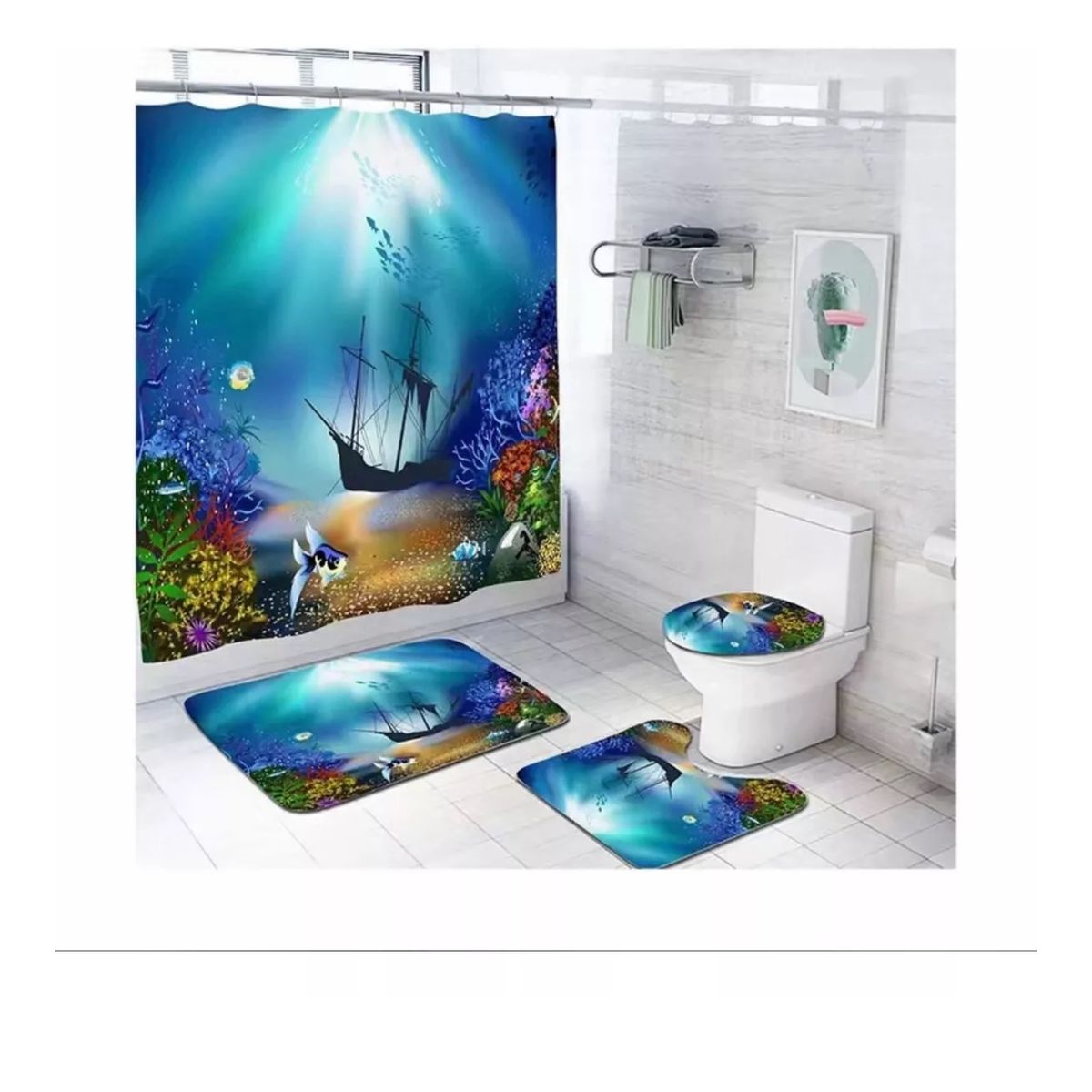 GENERICO - Set De Baño Cortina, Alfombras  Accesorios