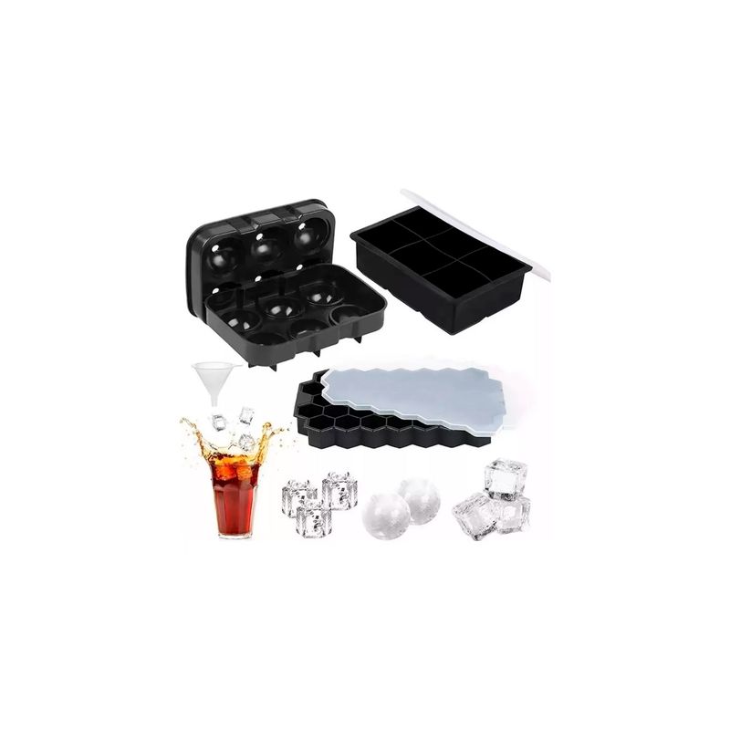 GENERICO - X3 Hieleras Cubeteras Grandes Silicona Con Embudo Cocktails