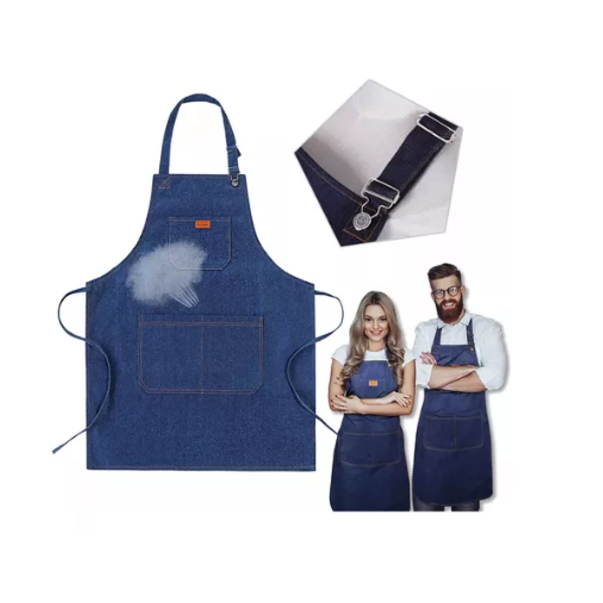 GENERICO - Pechera Delantal Barbería O Peluquería Jeans MF-3