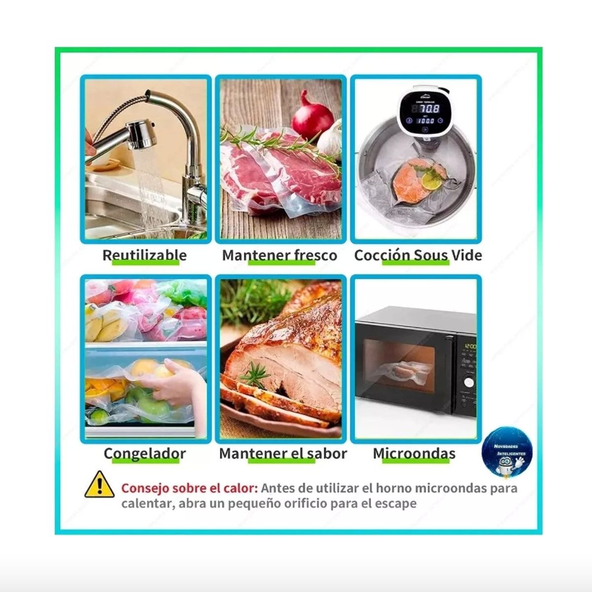 GENERICO - 100 Bolsas Para Sellar Al Vacio 28x35cm, Maquinas Tipo Oster