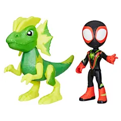 MARVEL - Figura de Acción Spidey And Friends Dino-Webs Miles Morales y Marvels Electrosaurus