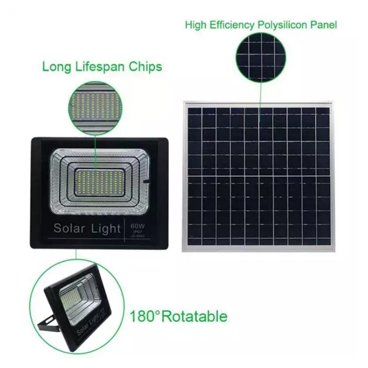 GENERICO - FOCO CON PANEL SOLAR 60W CONTROL REMOTO