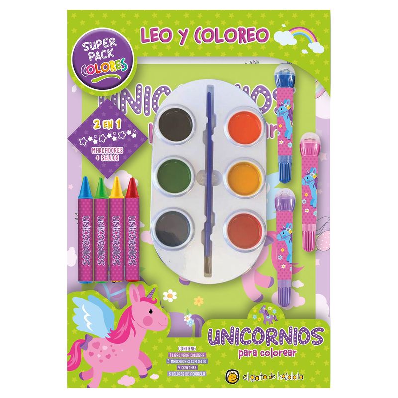 EDITORIAL GUADAL - LIBRO LEO Y COLOREO SUPERPACK - UNICORNIOS