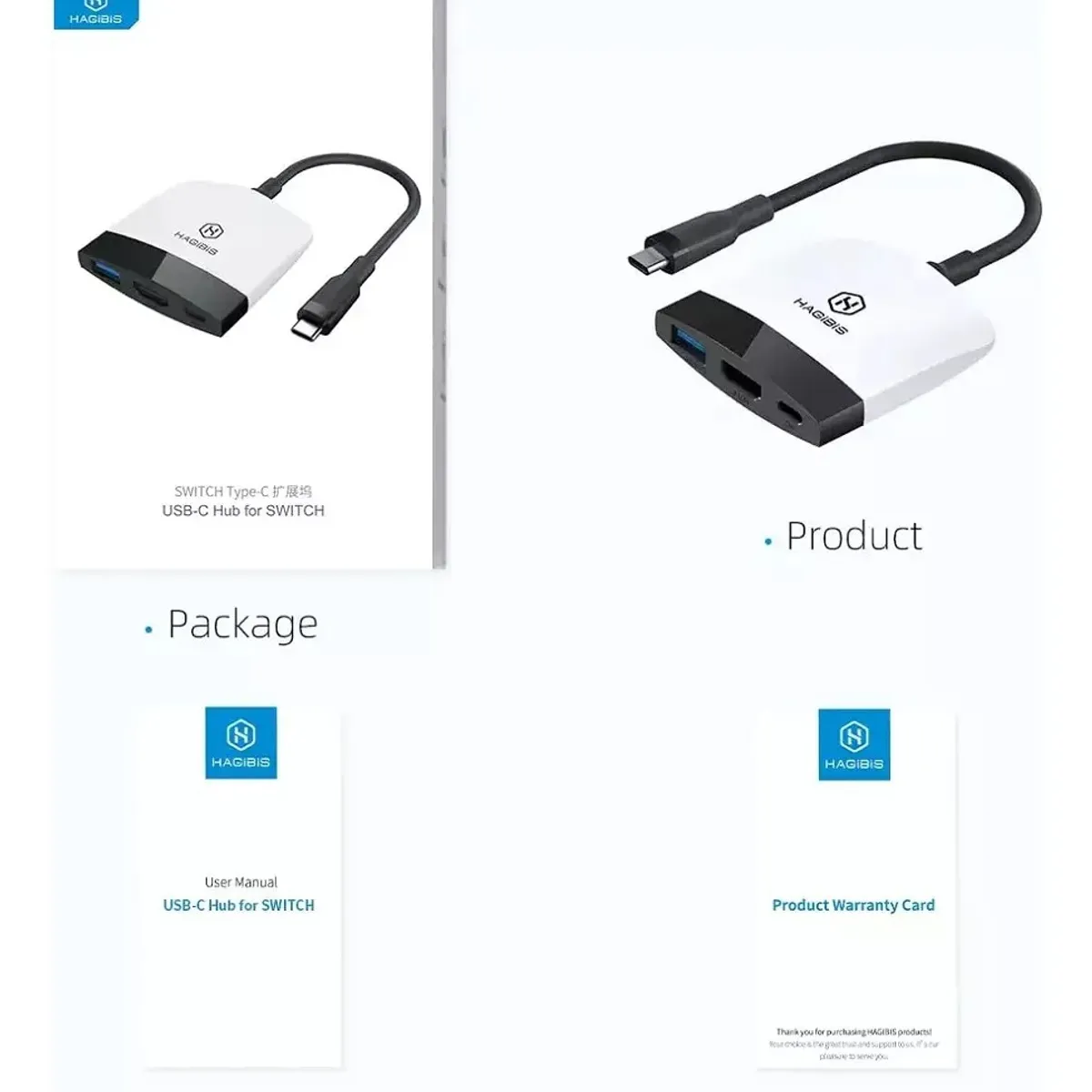 GENERICO - Adaptador Hub Dock Tv Nintendo Switch 4k Usb C Hdmi Usb 3.0 Blanco