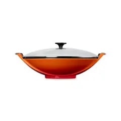 LE CREUSET - Wok Con Tapa De Vidrio 36Cm Volcánico Hierro