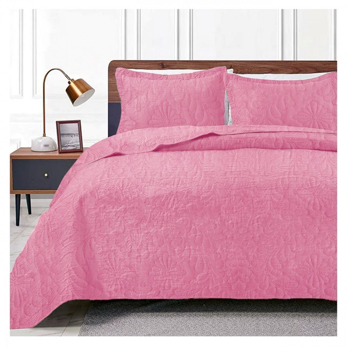 GENERICO - Cubrecama De Verano Quilt (Plaza Y Media) - Rosa - 1,5 plazas