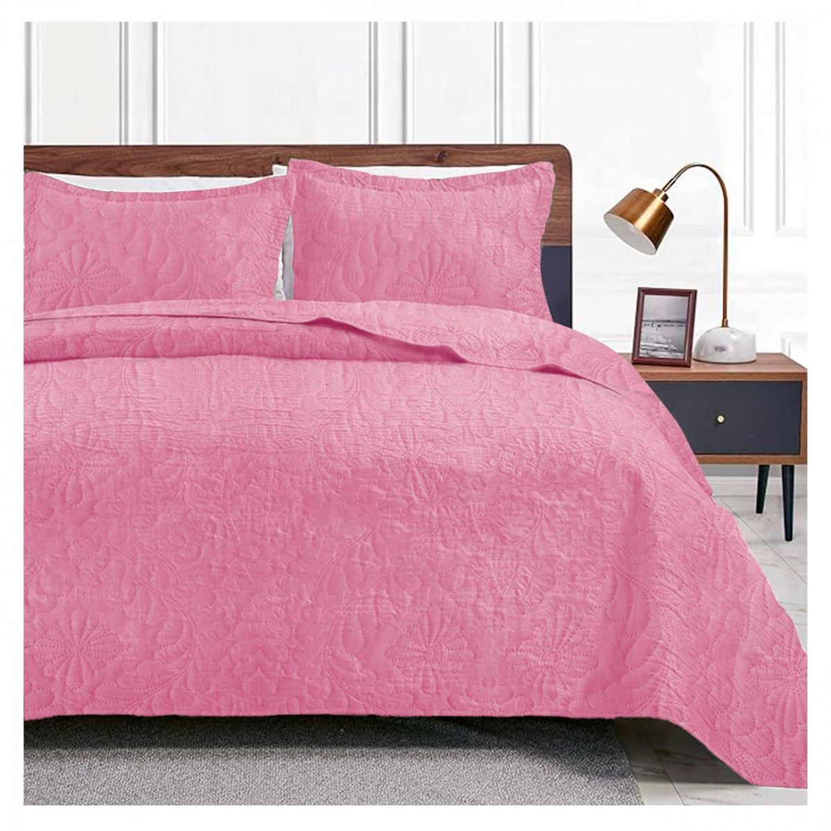 GENERICO - Cubrecama De Verano Quilt (Plaza Y Media) - Rosa - 1,5 plazas