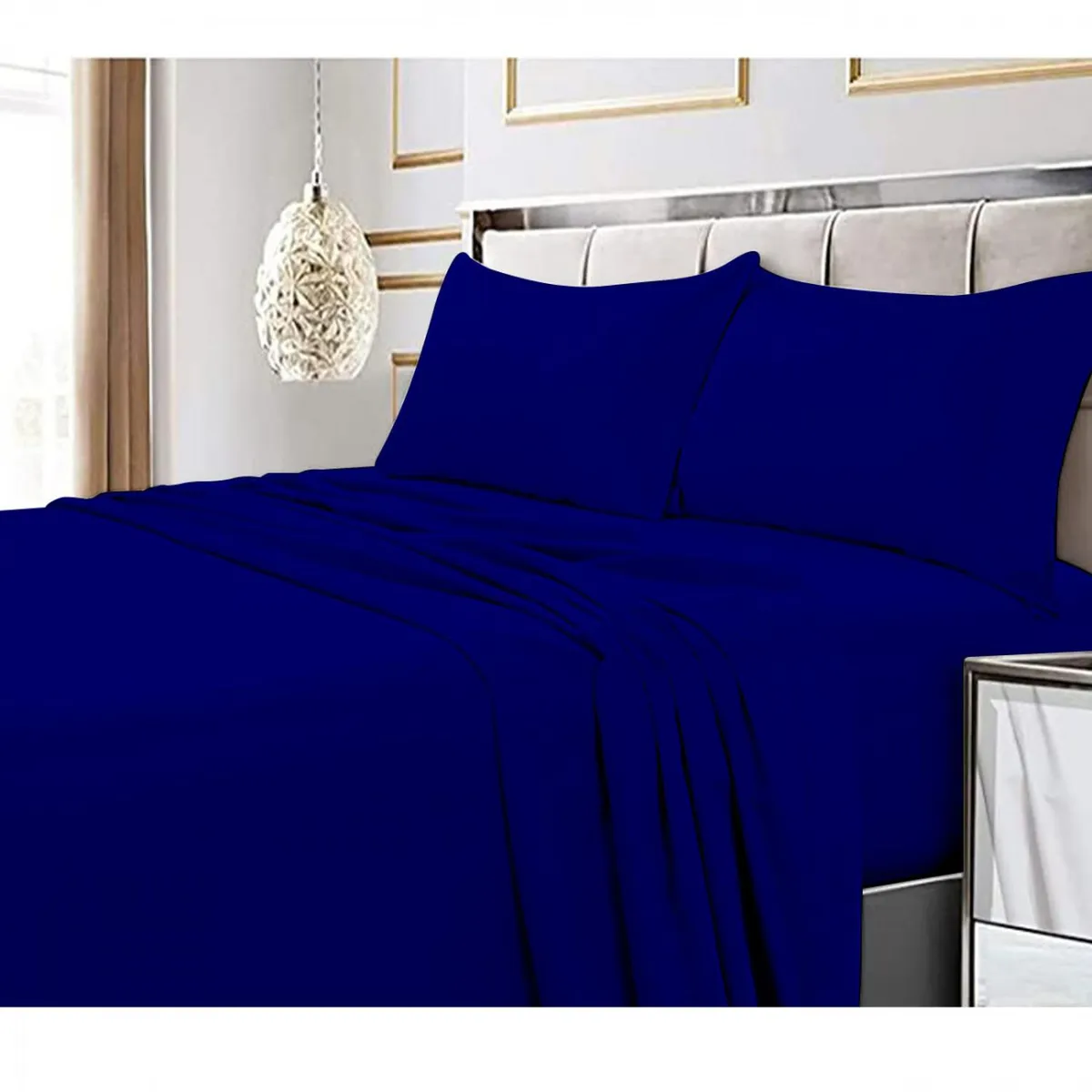 GENERICO - Juego De Sabana 144 hilos (Queen) Excelente Calidad - Azul - 2 plazas