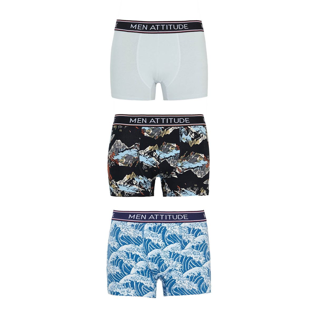 FASHION'S PARK - Boxer Tripack Estampado Mar Montañas Gris Claro Fashion's Park