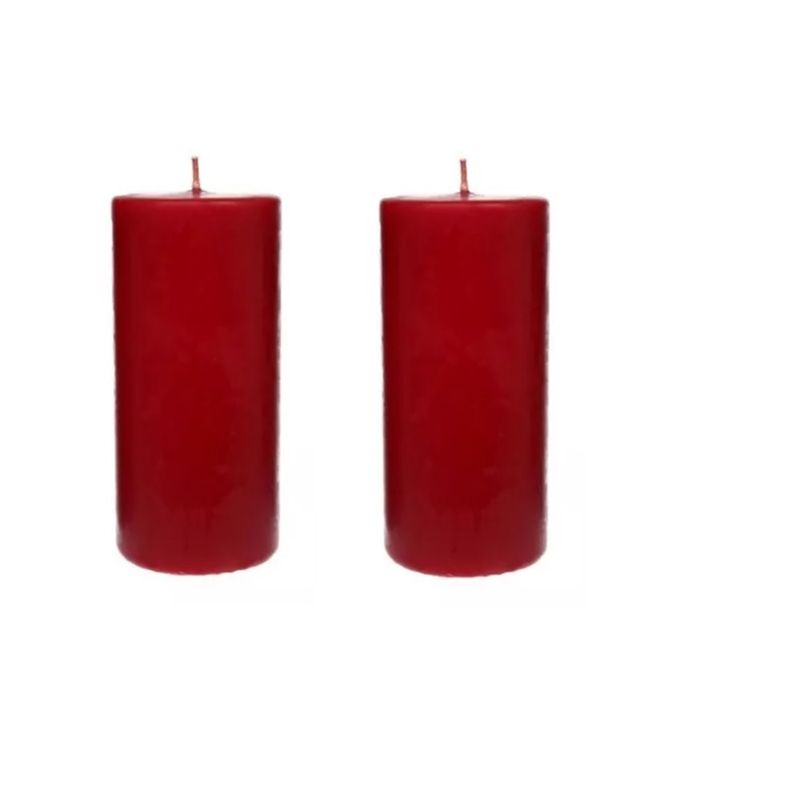 GENERICO - PACK 2 VELONES CIRIO COLOR ROJO 15 x 5 CM