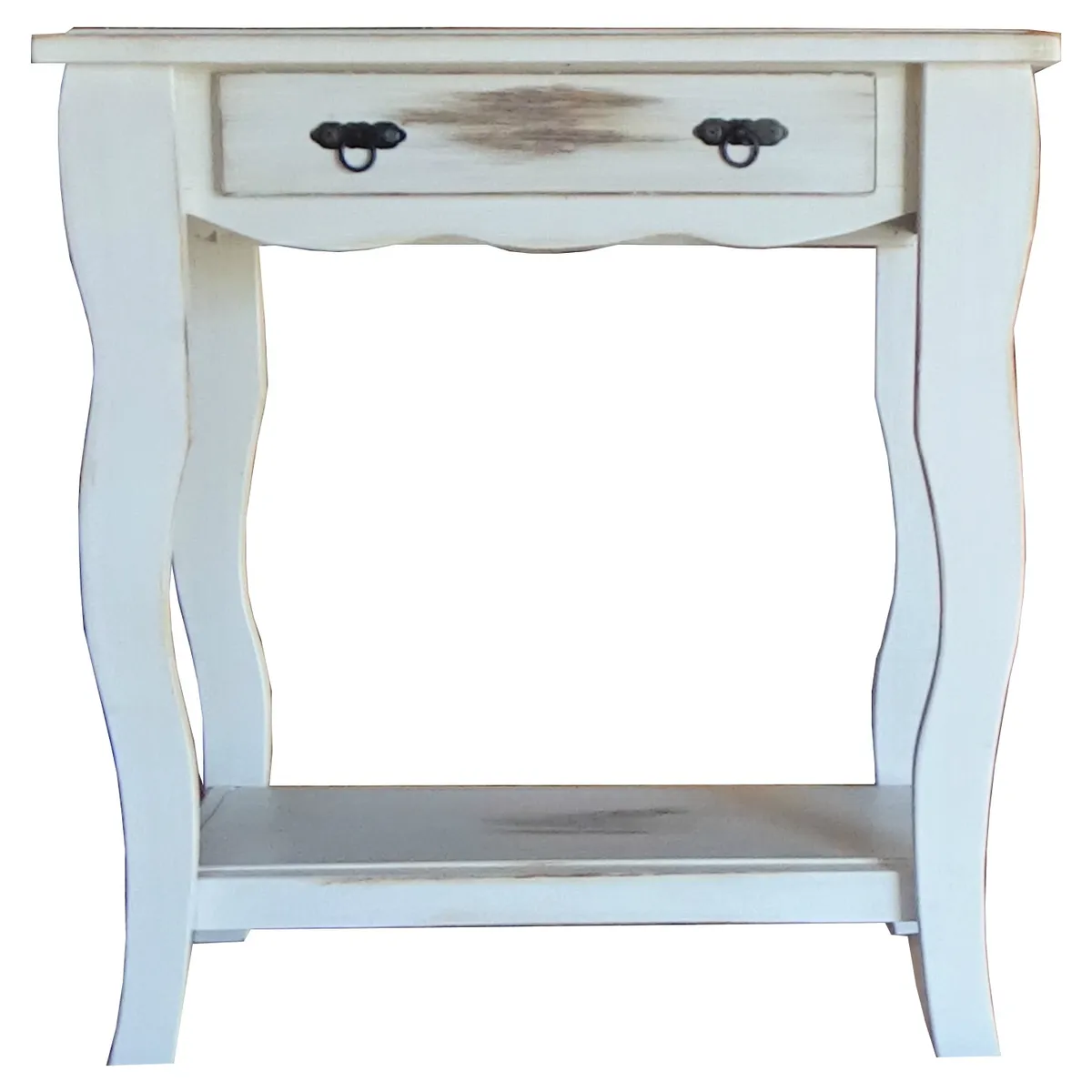 MARFELD MUEBLES - Mesa de arrimo vintage blanco grande