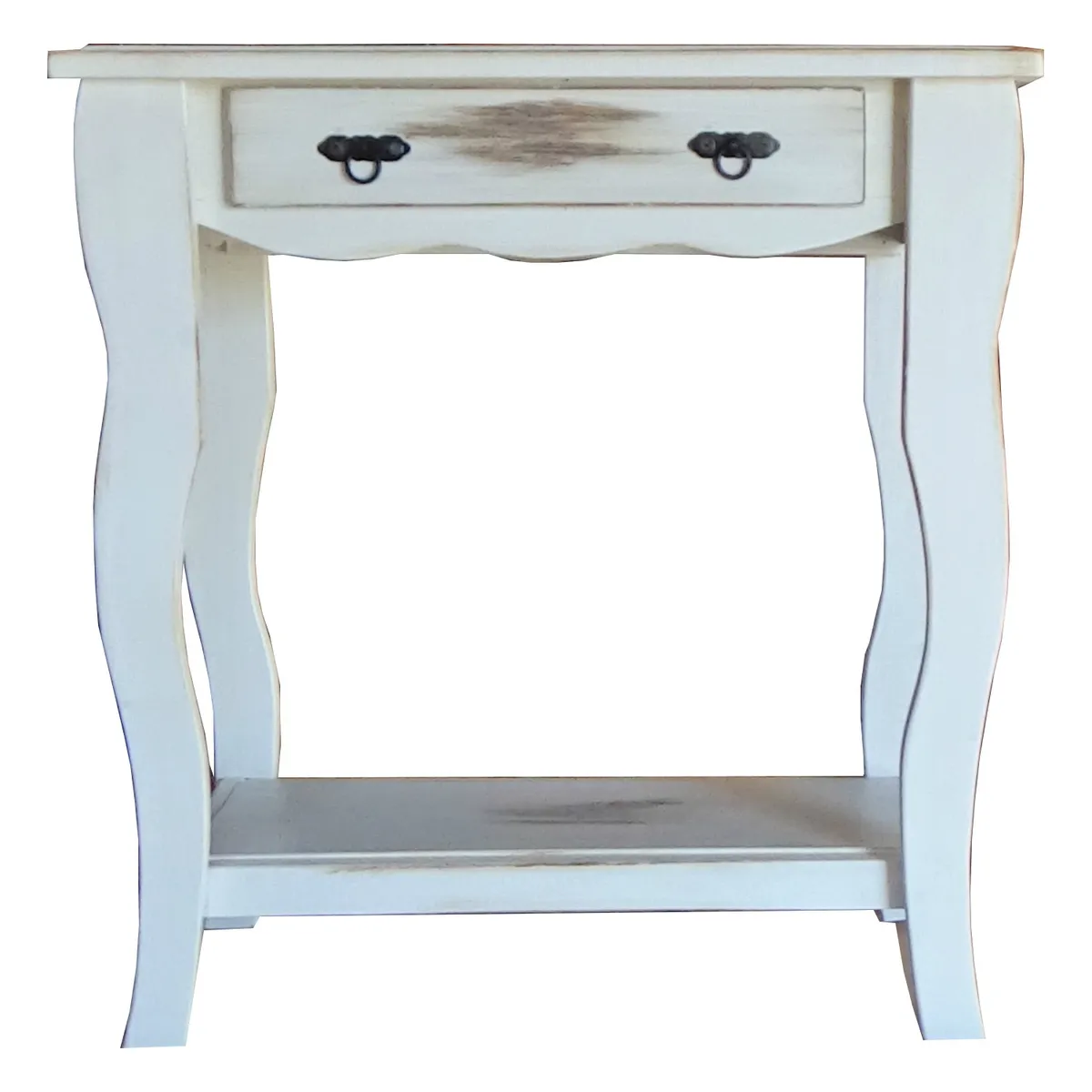 MARFELD MUEBLES - Mesa de arrimo vintage blanco grande