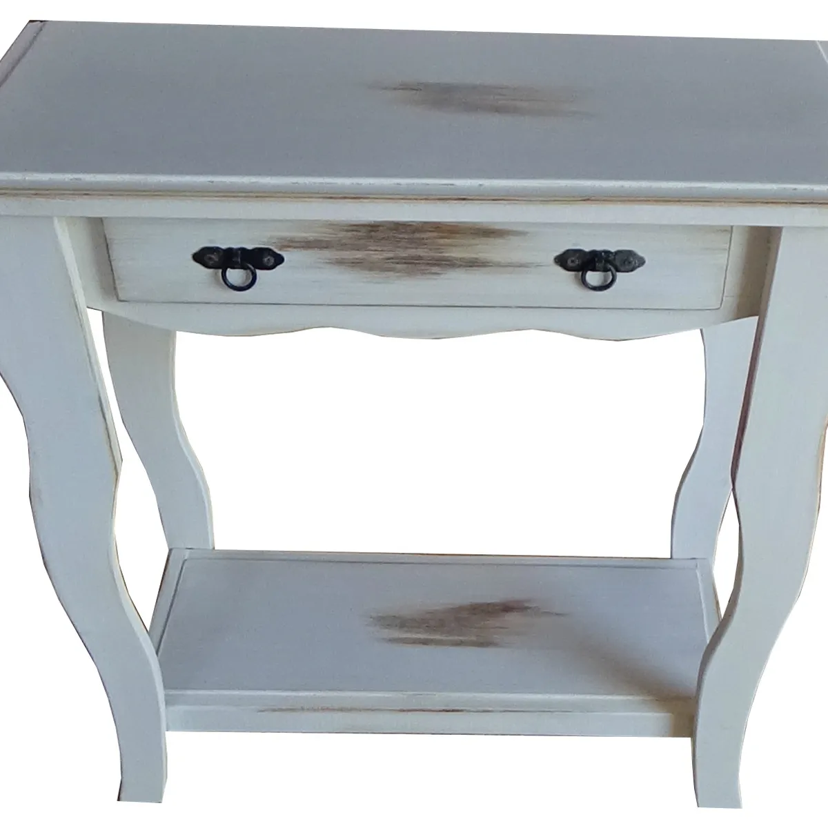 MARFELD MUEBLES - Mesa de arrimo vintage blanco grande