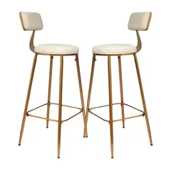 GENERICO - Pack 2 Silla de bar dorado elegante 75 cm Paris - Beige