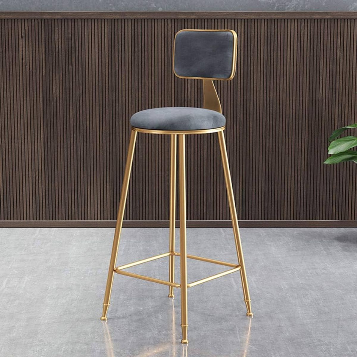 GENERICO - Pack 2 Silla de bar dorado elegante 75 cm Paris - Gris