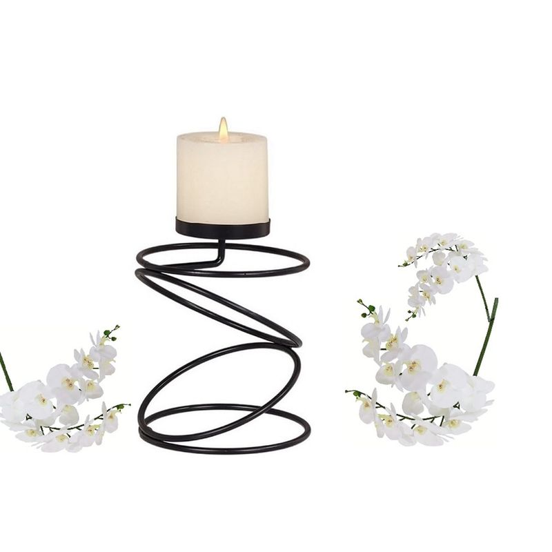 GENERICO - CANDELABRO DE HIERRO CIRCULAR NEGRO  12 X 9.5 CM