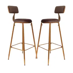 GENERICO - Pack 2 Silla de bar dorado elegante 75 cm Paris - Chocolate