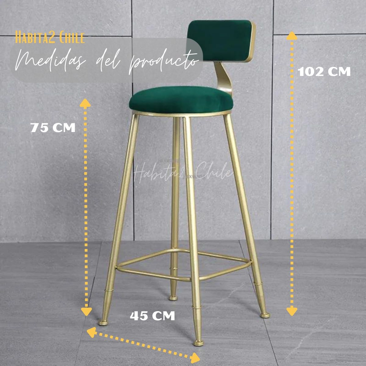 GENERICO - Pack 2 Silla de bar dorado elegante 75 cm Paris - Chocolate.