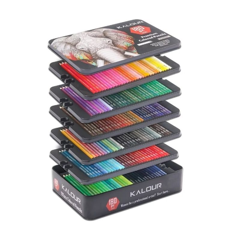 GENERICO - Set 180 Lapices Color Arte Profesional Dibujo Caja Metálica