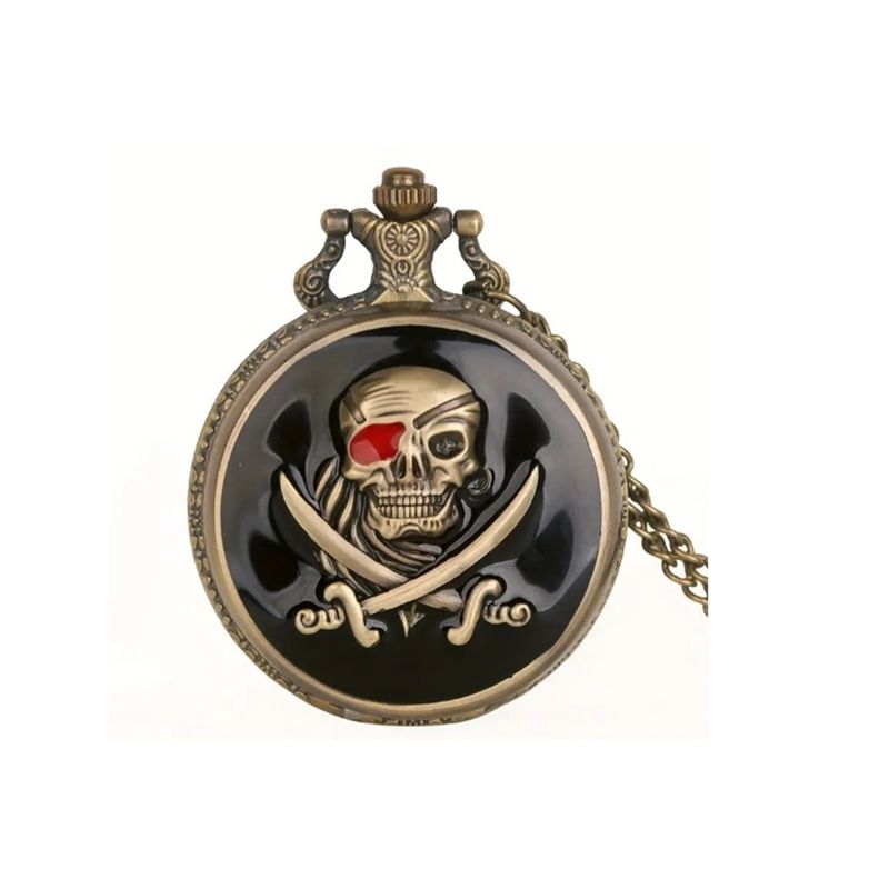 GENERICO - RELOJ DE BOLSILLO VINTAGE DISEÑO DE PIRATA