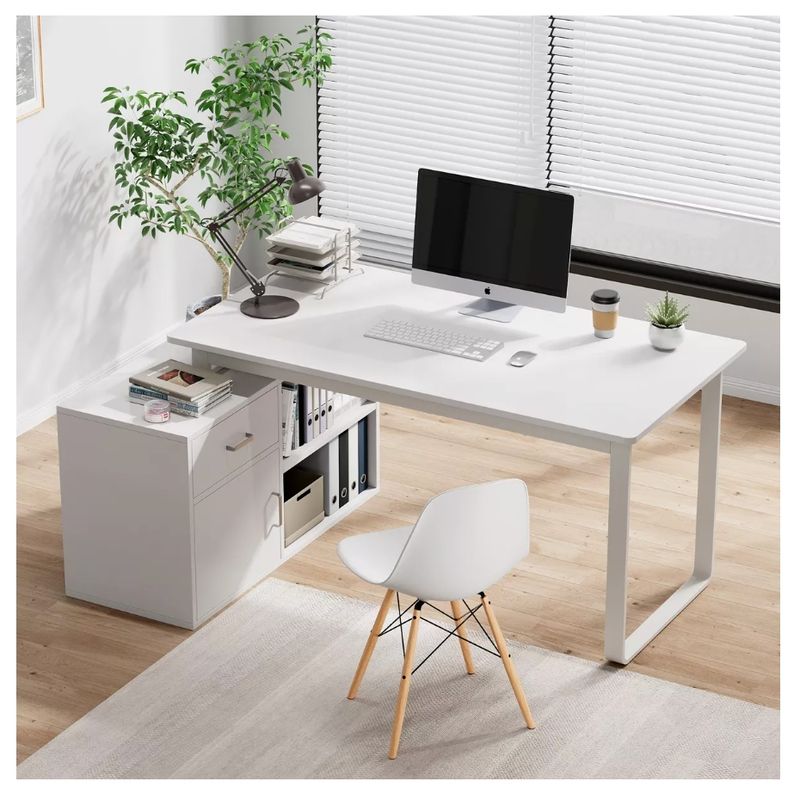 HOMER DESIGN - Escritorio Mesa Forma L Esquinero Moderno 120X50X75cm80X30X63cm