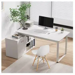 HOMER DESIGN - Escritorio Mesa Forma L Esquinero Moderno 120X50X75cm80X30X63cm