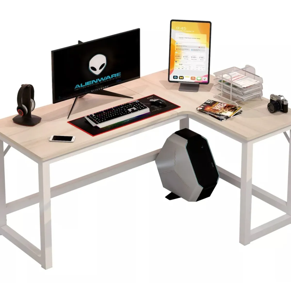 HOMER DESIGN - Escritorio Esquinero Forma L Base Metal Oficina 140x60x75cm…