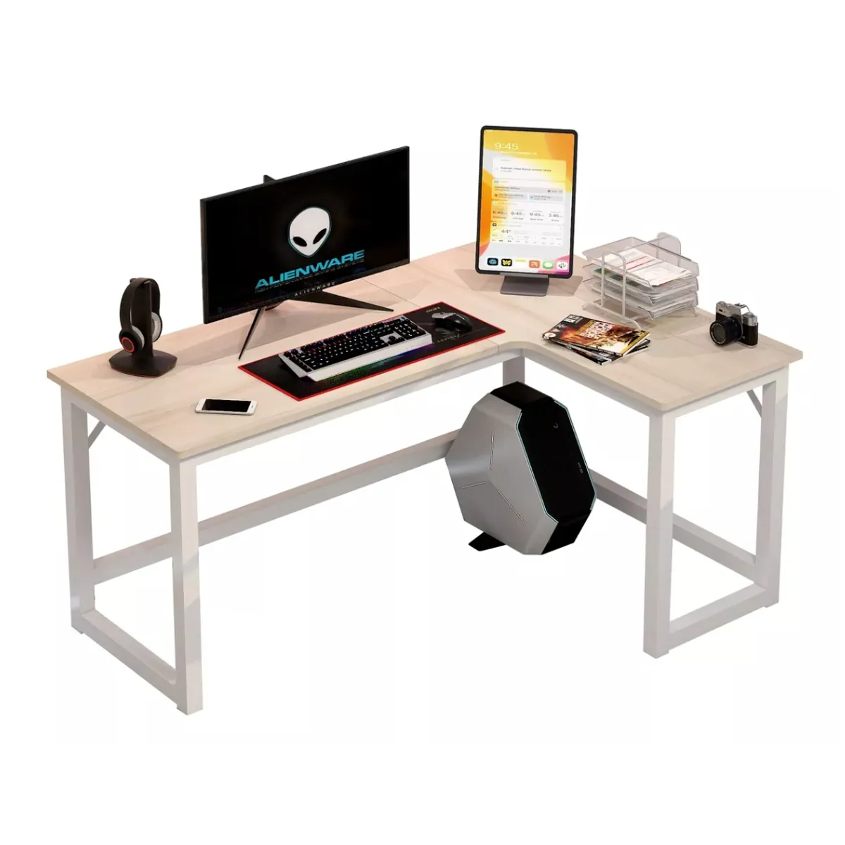 HOMER DESIGN - Escritorio Esquinero Forma L Base Metal Oficina 140x60x75cm…