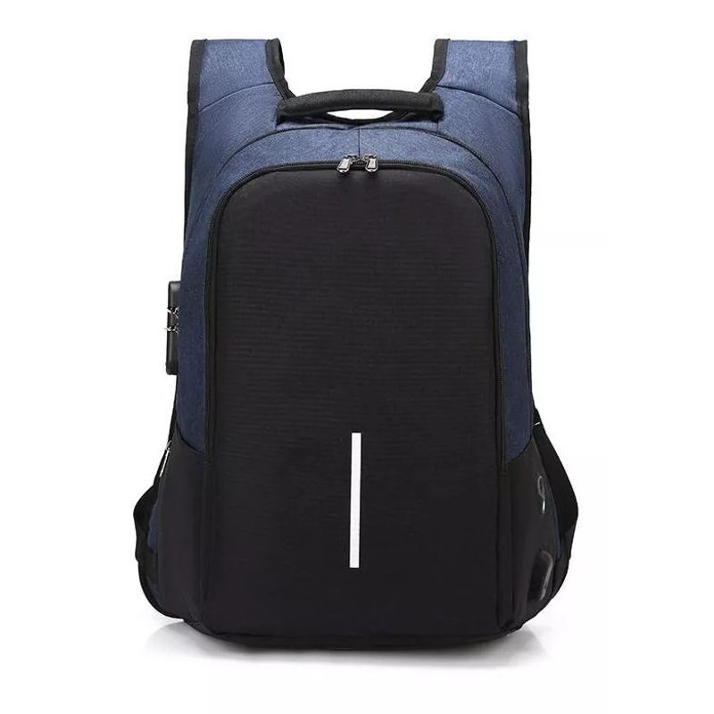 GENERICO - Mochila Ejecutiva Usb Porta Notebook Y Candado Azul