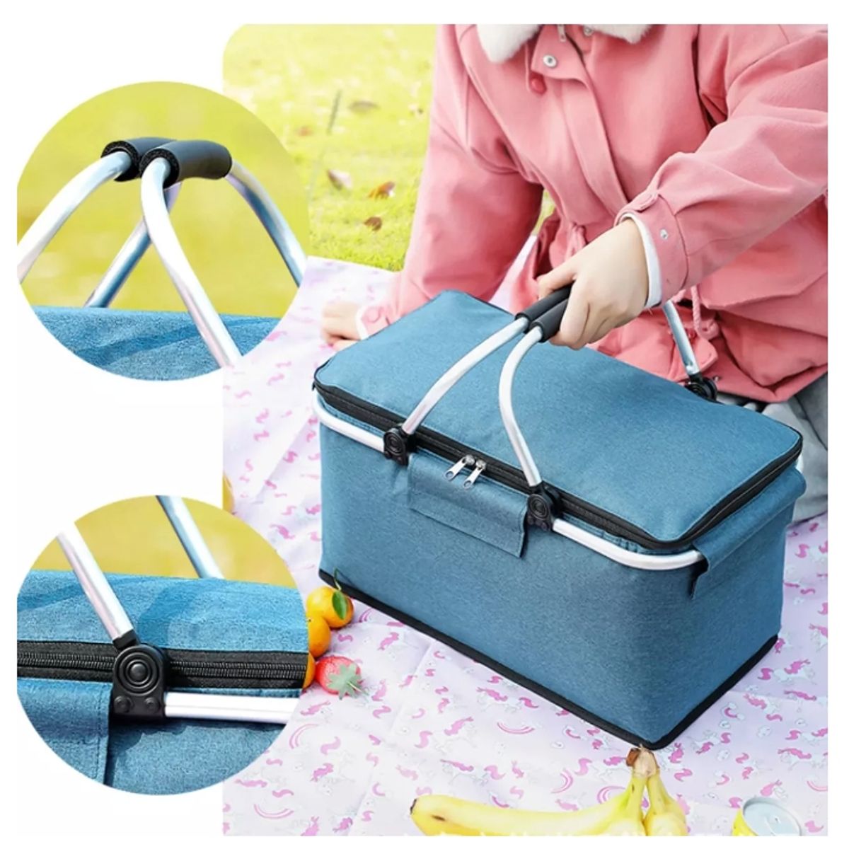 Canasto De Picnic Para 4 Personas Cesta Térmica Impermeable, marca GENERICO - Foto 2